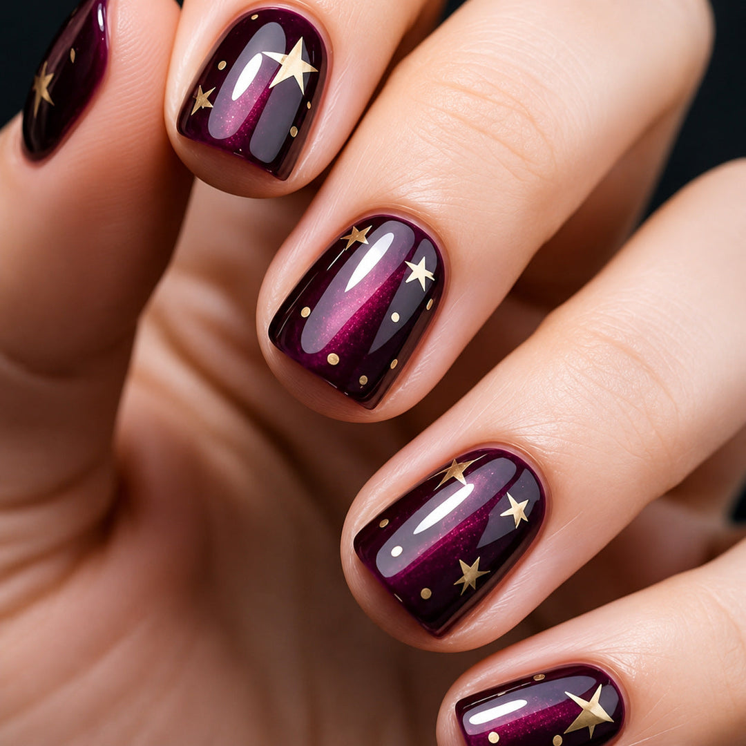 Ensemble d'ongles artistiques pour femmes avec motifs étoiles 4