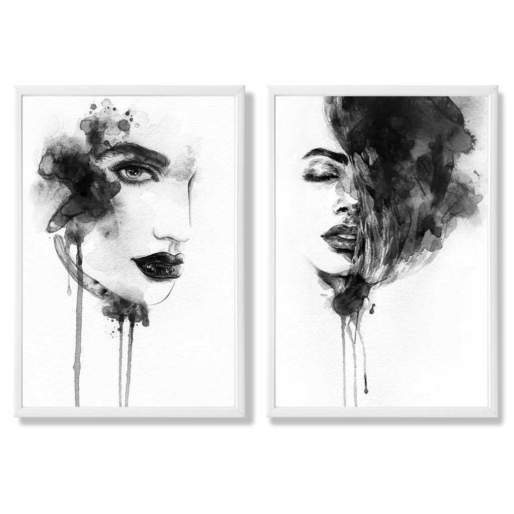 Ensemble de 2 Impressions Encadrées en Noir et Blanc 3
