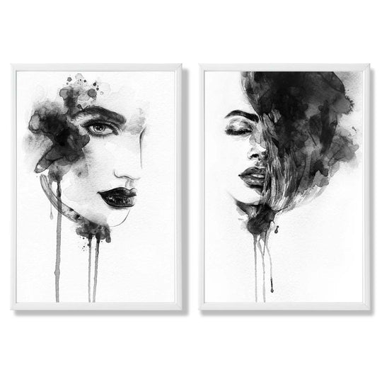 Ensemble de 2 Impressions Encadrées en Noir et Blanc 3