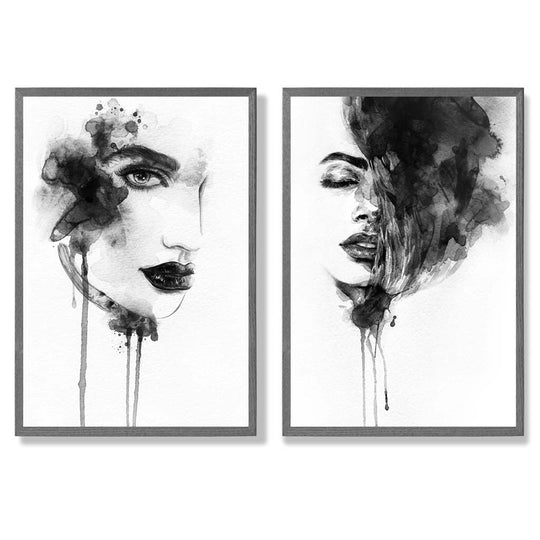 Ensemble de 2 Impressions Encadrées en Noir et Blanc 4