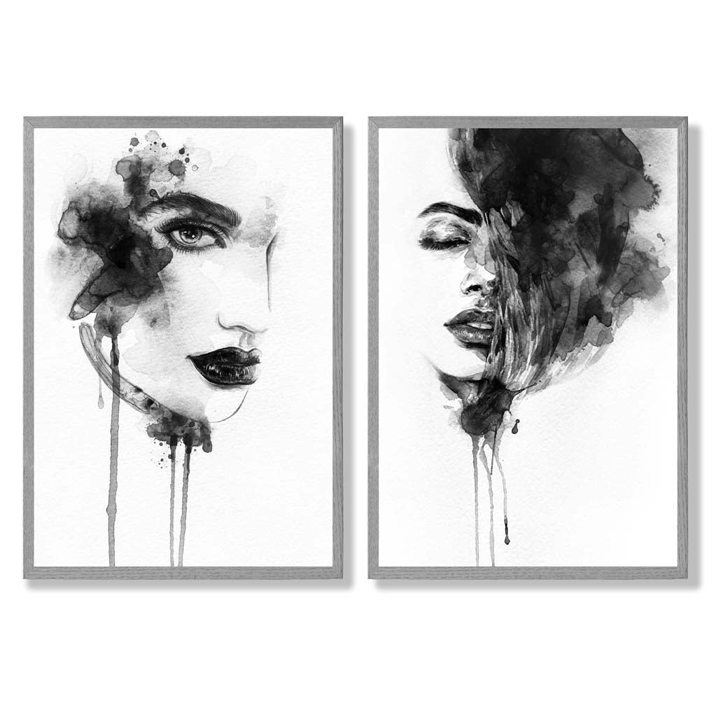 Ensemble de 2 Impressions Encadrées en Noir et Blanc 5