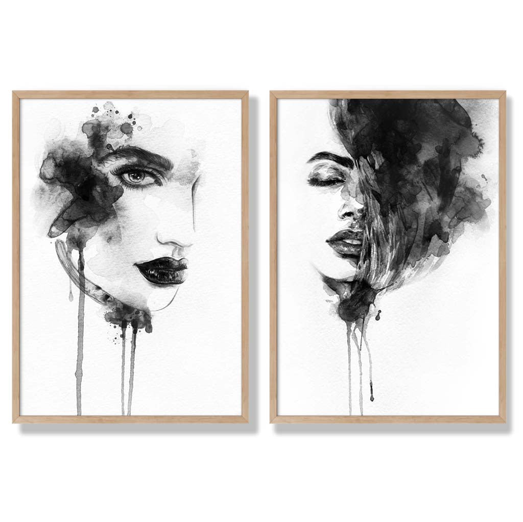Ensemble de 2 Impressions Encadrées en Noir et Blanc 6