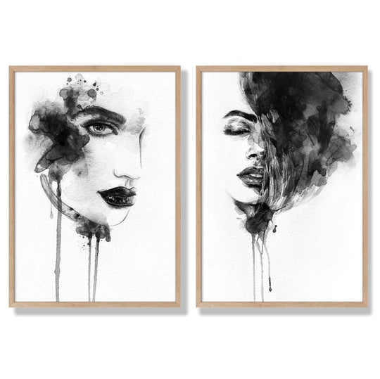 Ensemble de 2 Impressions Encadrées en Noir et Blanc 6