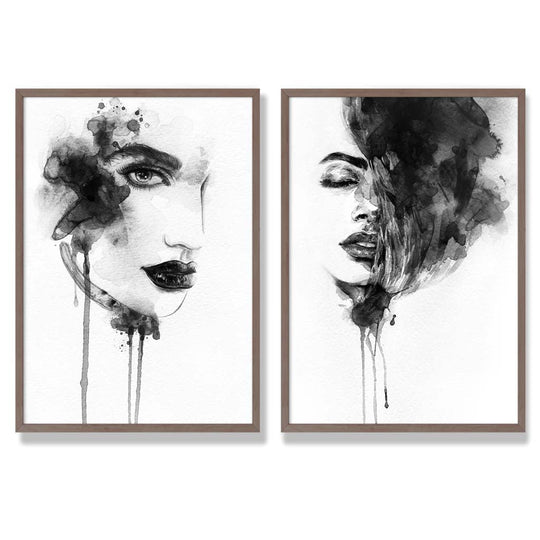 Ensemble de 2 Impressions Encadrées en Noir et Blanc 7