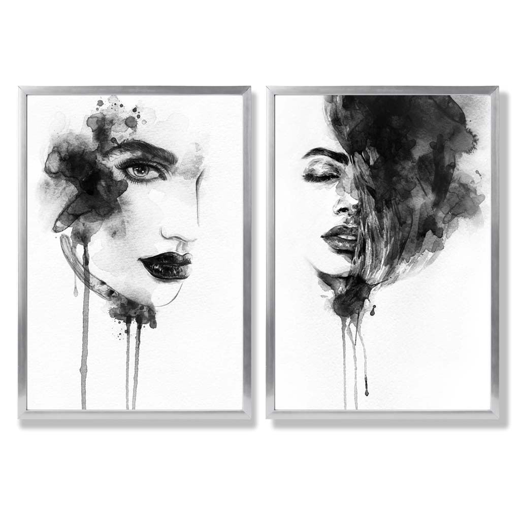 Ensemble de 2 Impressions Encadrées en Noir et Blanc 9