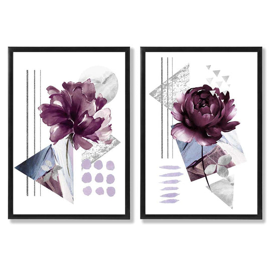 Ensemble de 2 Tirages d'Art Fleurs Modernes Contemporains 0