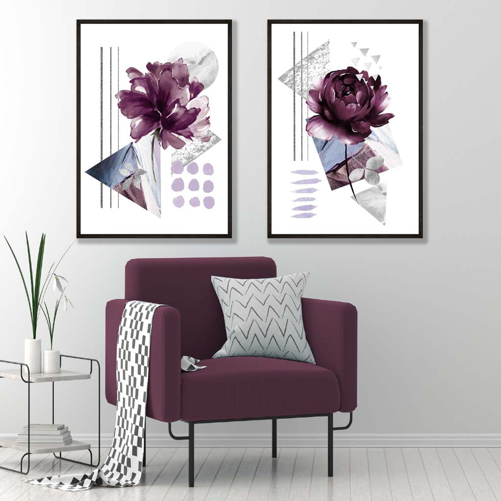 Ensemble de 2 Tirages d'Art Fleurs Modernes Contemporains 1
