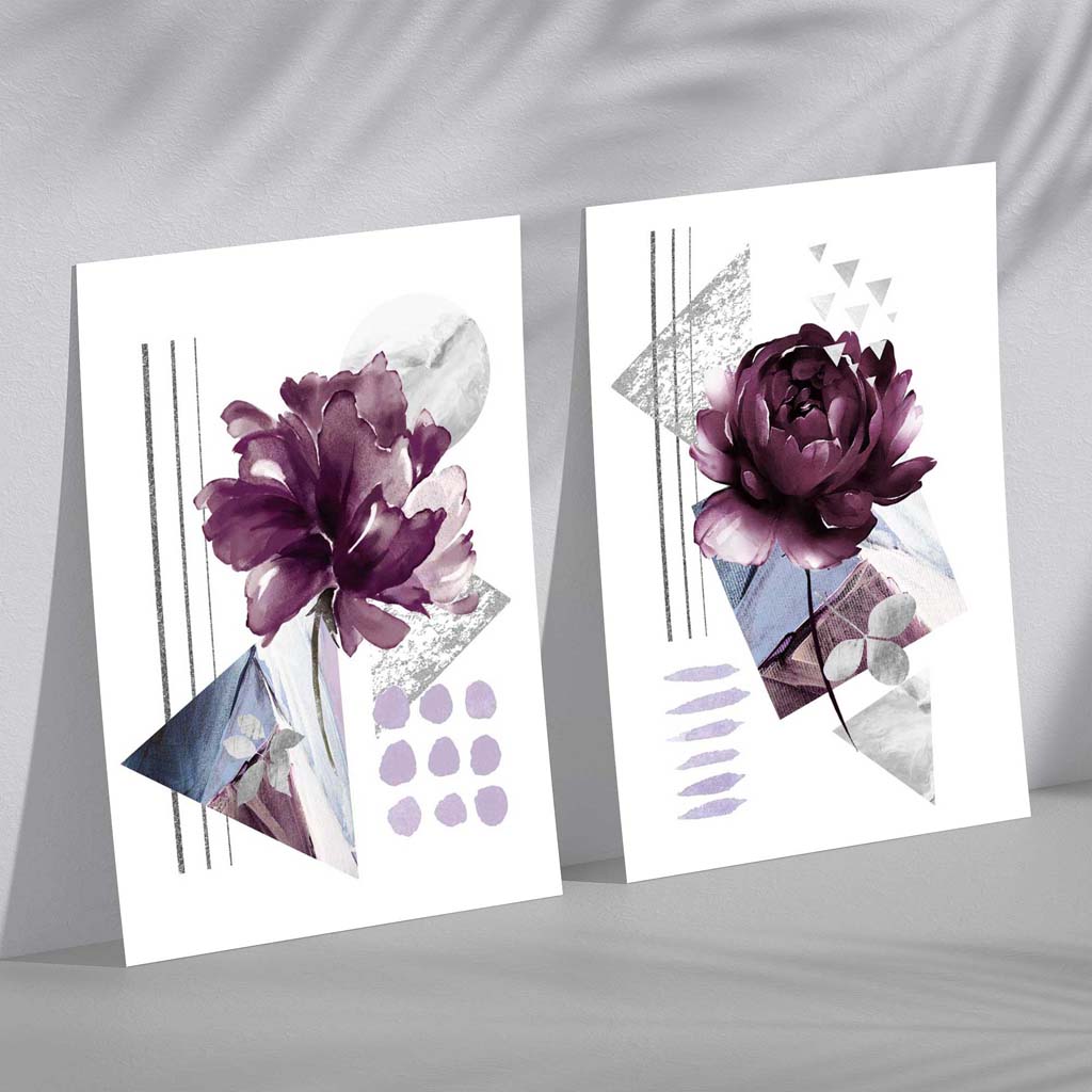 Ensemble de 2 Tirages d'Art Fleurs Modernes Contemporains 2