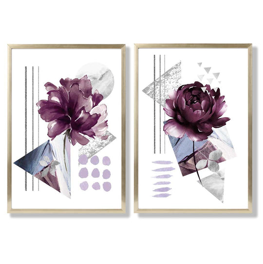 Ensemble de 2 Tirages d'Art Fleurs Modernes Contemporains 8
