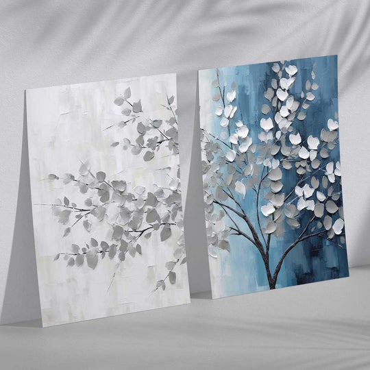 Ensemble de 2 estampes d'art Arbre Bleu et Gris 0