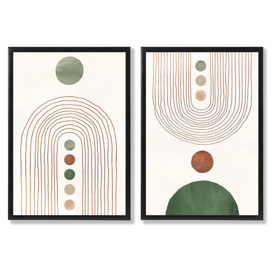 Ensemble de 2 estampes d'art encadrées Boho 0
