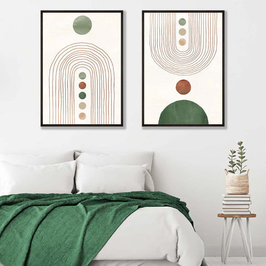 Ensemble de 2 estampes d'art encadrées Boho 1