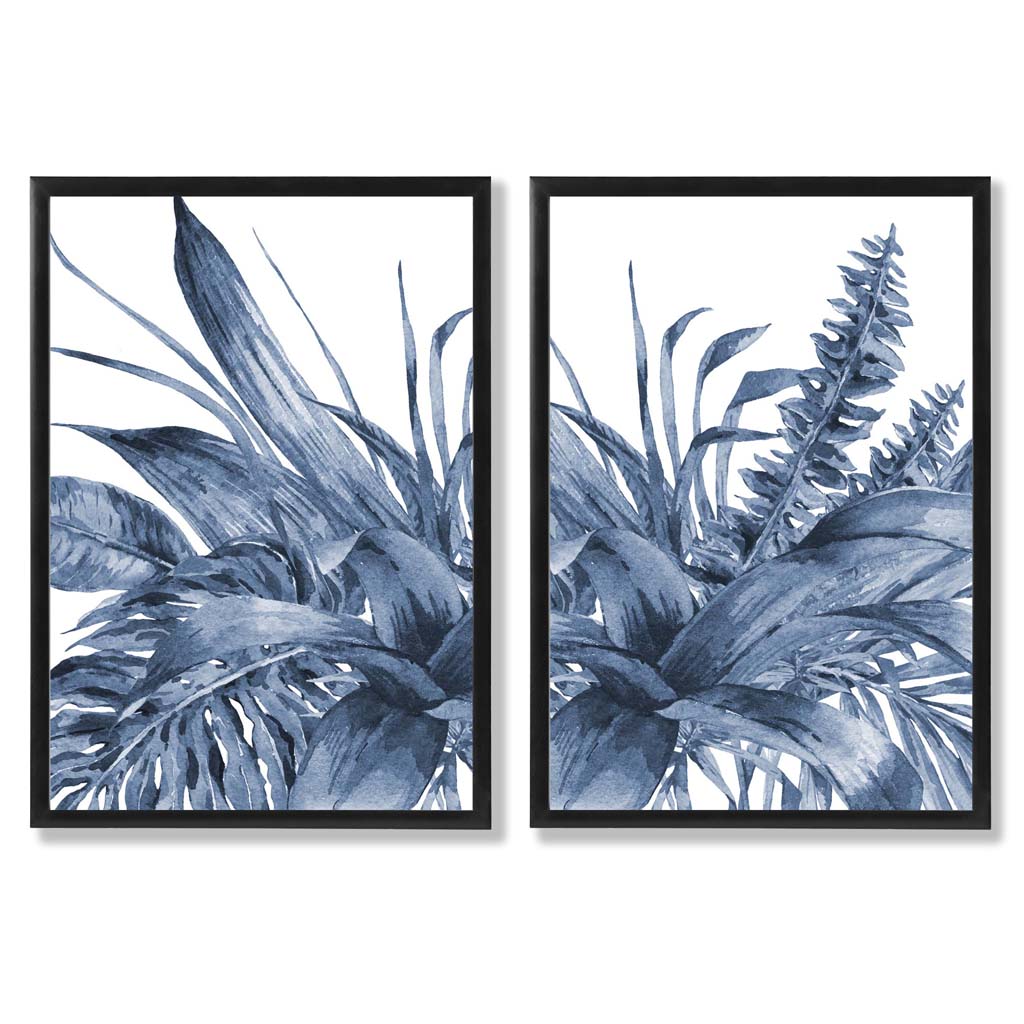 Ensemble de 2 estampes d'art encadrées Feuilles Tropicales 0