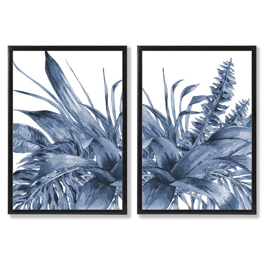 Ensemble de 2 estampes d'art encadrées Feuilles Tropicales 0
