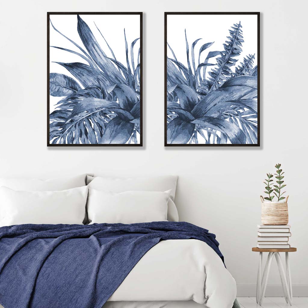 Ensemble de 2 estampes d'art encadrées Feuilles Tropicales 1