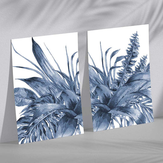 Ensemble de 2 estampes d'art encadrées Feuilles Tropicales 2