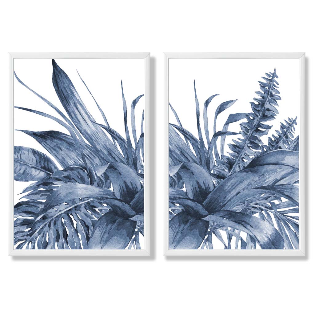 Ensemble de 2 estampes d'art encadrées Feuilles Tropicales 3