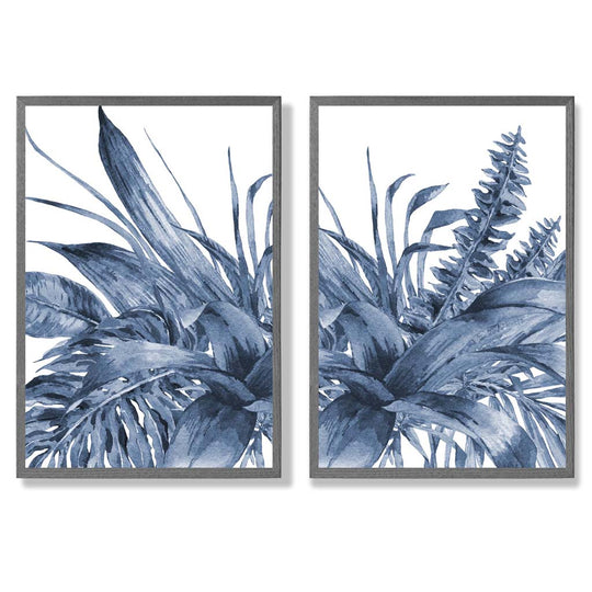 Ensemble de 2 estampes d'art encadrées Feuilles Tropicales 4