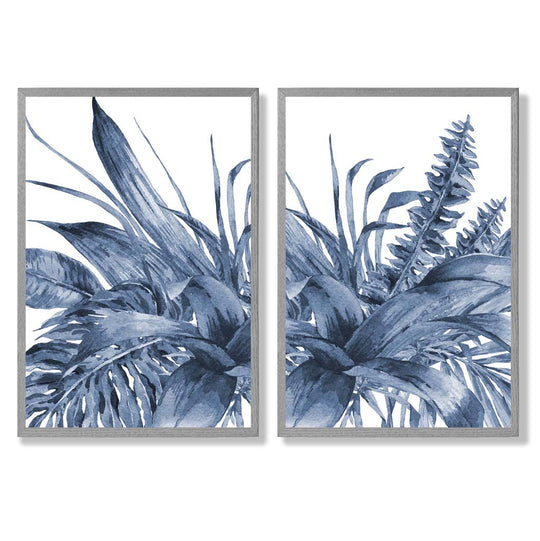 Ensemble de 2 estampes d'art encadrées Feuilles Tropicales 5