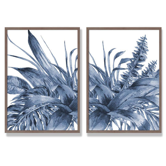 Ensemble de 2 estampes d'art encadrées Feuilles Tropicales 7