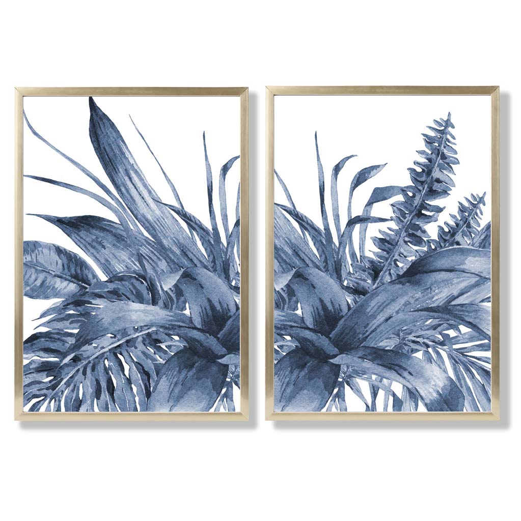Ensemble de 2 estampes d'art encadrées Feuilles Tropicales 8