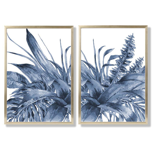 Ensemble de 2 estampes d'art encadrées Feuilles Tropicales 8