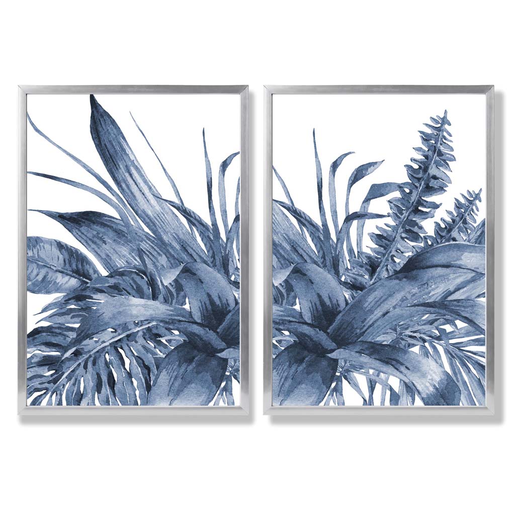 Ensemble de 2 estampes d'art encadrées Feuilles Tropicales 9