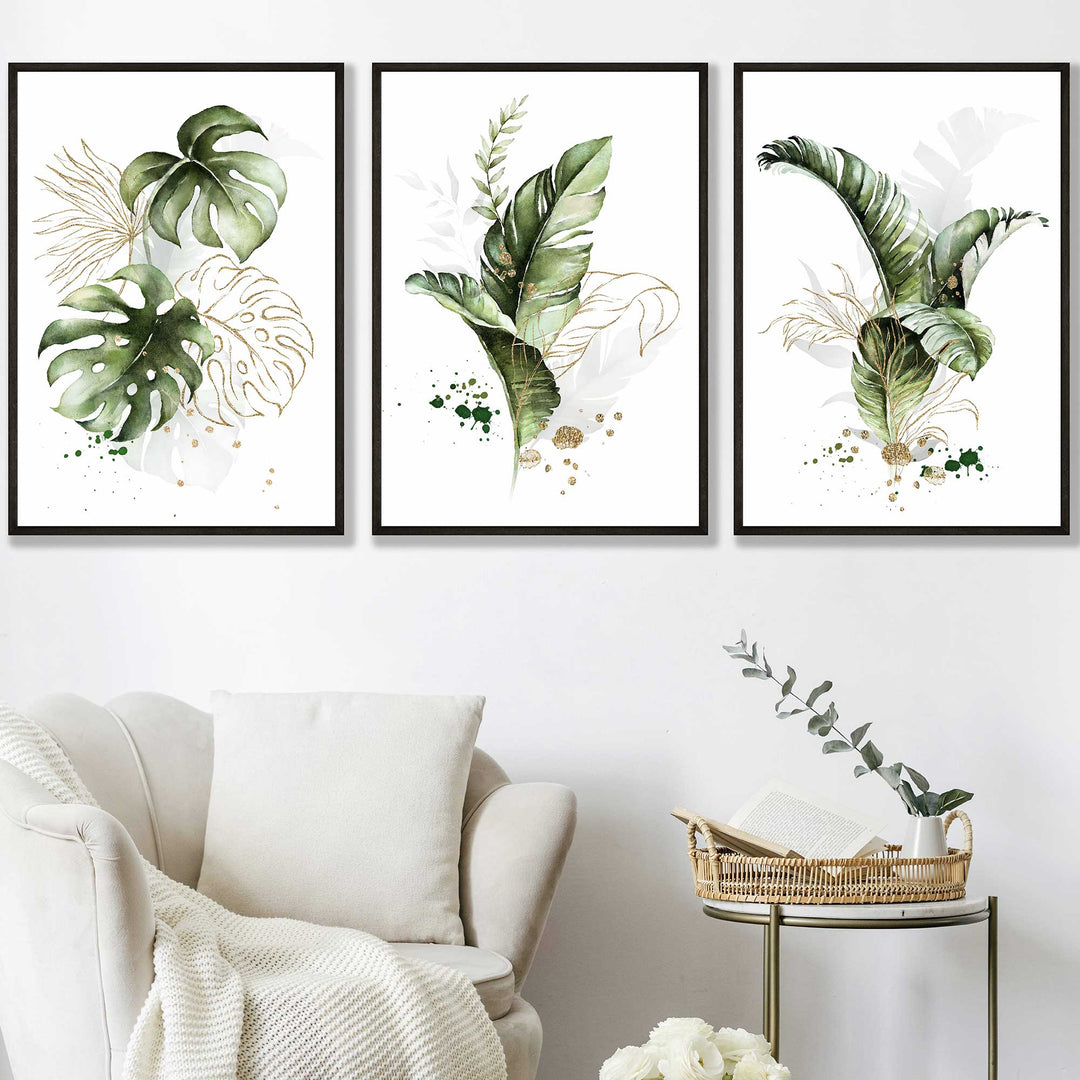 Ensemble de 3 Estampes Murales Botaniques Design Tropical 0