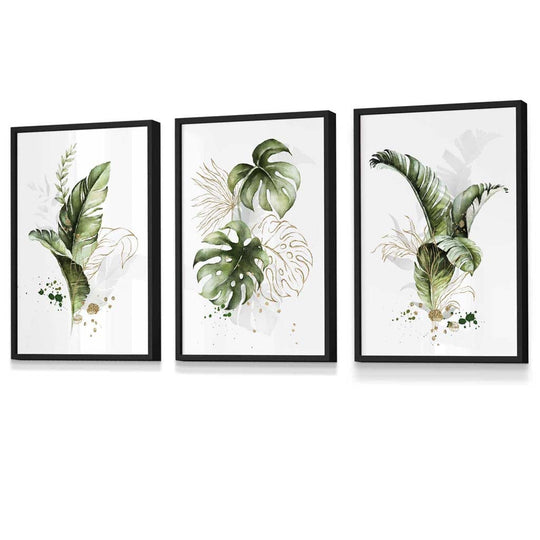 Ensemble de 3 Estampes Murales Botaniques Design Tropical 1