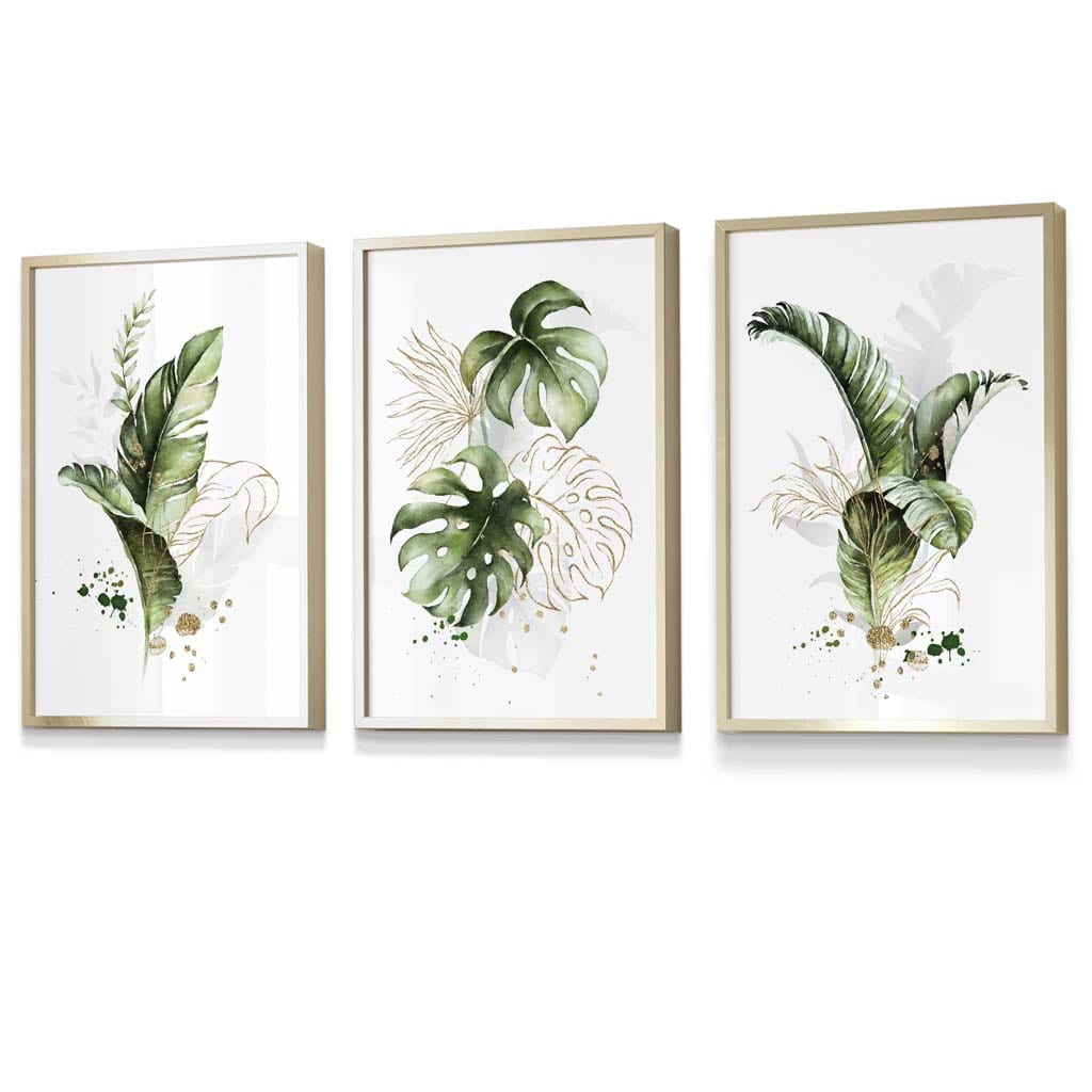 Ensemble de 3 Estampes Murales Botaniques Design Tropical 2