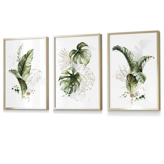 Ensemble de 3 Estampes Murales Botaniques Design Tropical 2