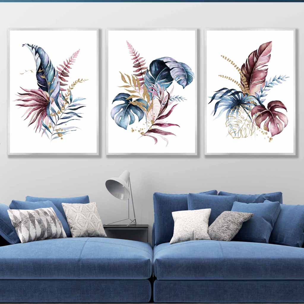 Ensemble de 3 Estampes Murales Florales pour Décoration Intérieure 1