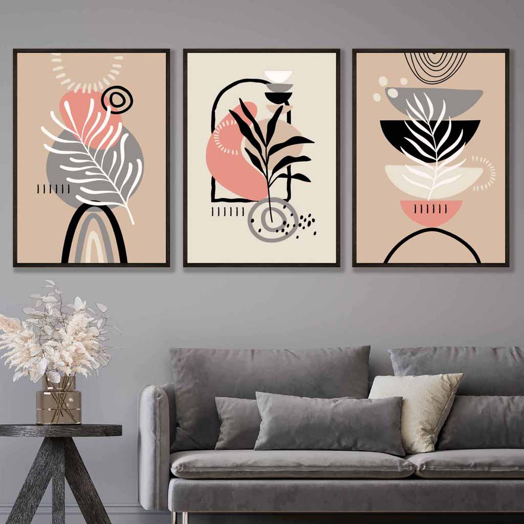 Ensemble de 3 Impressions Murales Abstraites Bohèmes pour Décoration Intérieure 0