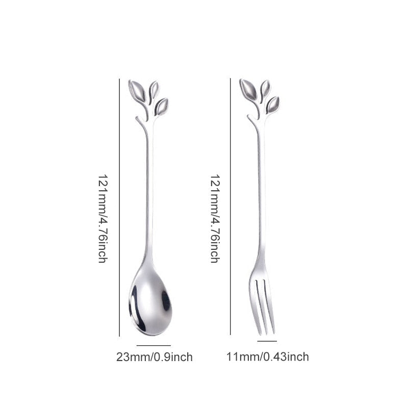 Ensemble de 4 Ustensiles de Cuisine Créatifs en Forme de Feuille - Accessoires Cuisine Élégants pour Servir Fruits et Légumes 4