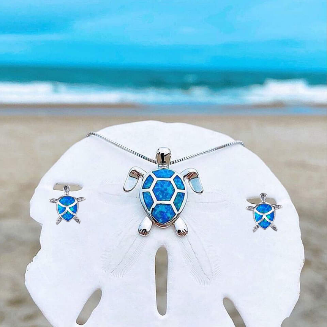 Ensemble de Bijoux Collier et Boucles d'Oreilles Tortue 0