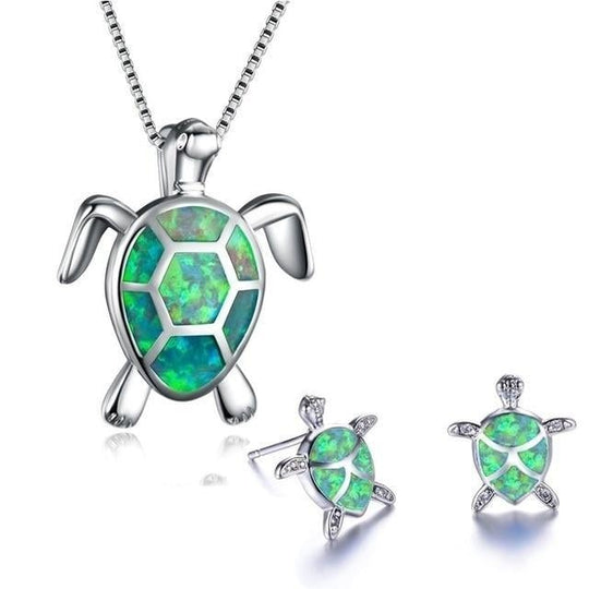 Ensemble de Bijoux Collier et Boucles d'Oreilles Tortue 5