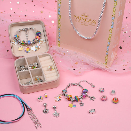 Ensemble de Bijoux DIY pour Filles avec Breloques Colorées 0