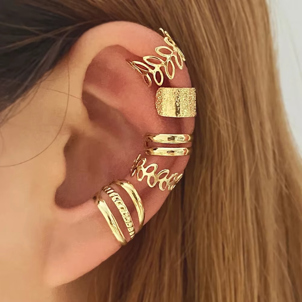 Ensemble de Boucles d'Oreilles Clips Femme Design Feuille 0