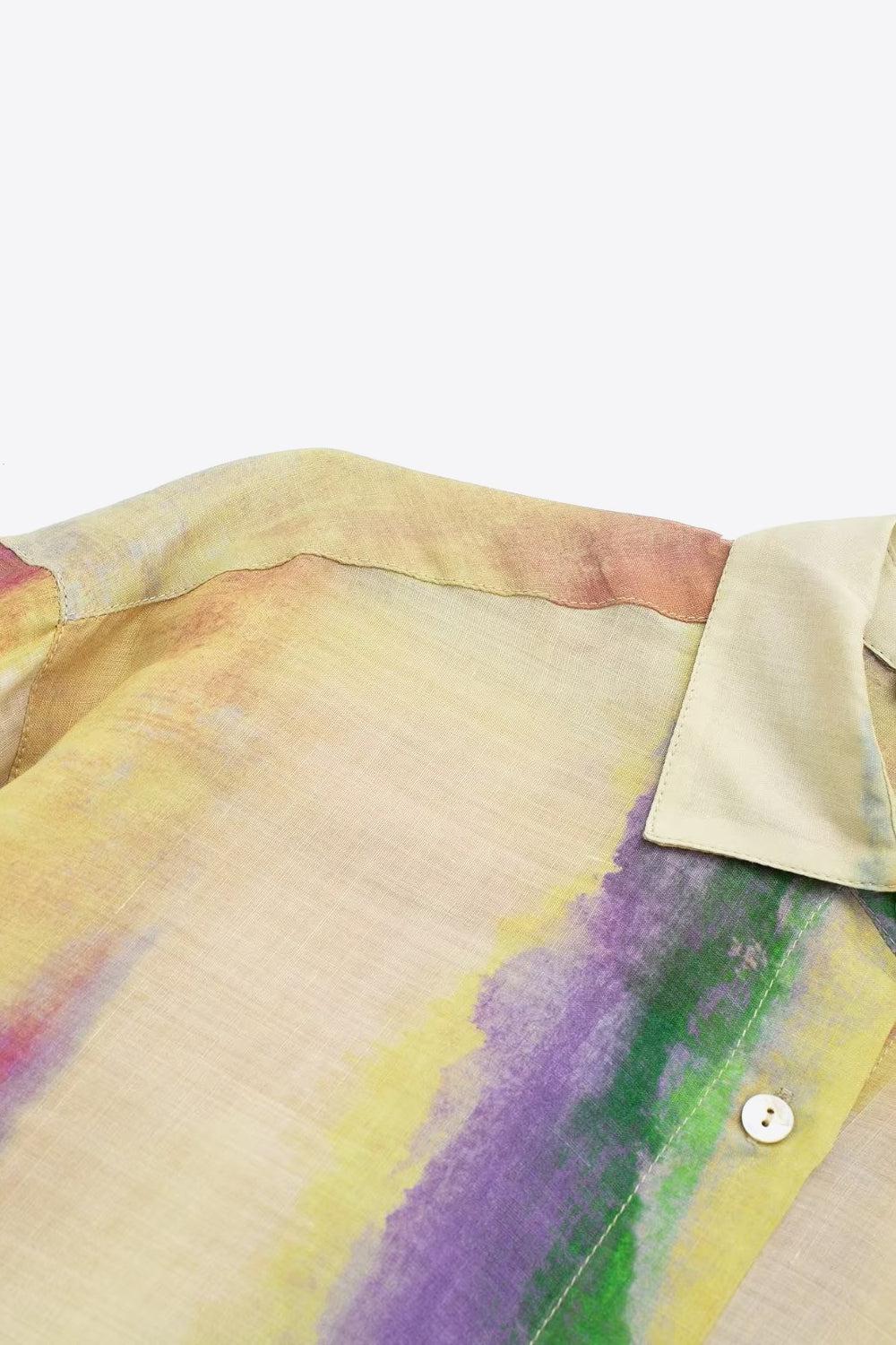 Ensemble de Chemise à Manches Longues Tie-Dye et Jupe Nouée 8