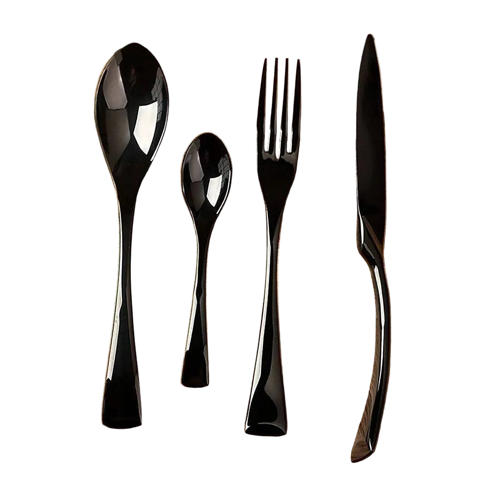 Ensemble de Couverts Modernes en Acier Inoxydable Noir 0