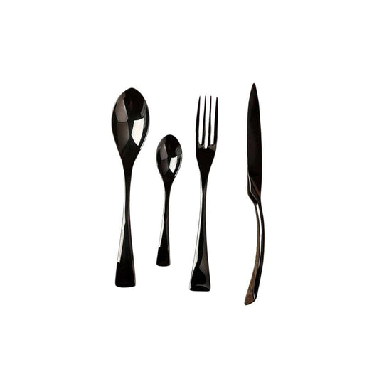 Ensemble de Couverts Modernes en Acier Inoxydable Noir 1