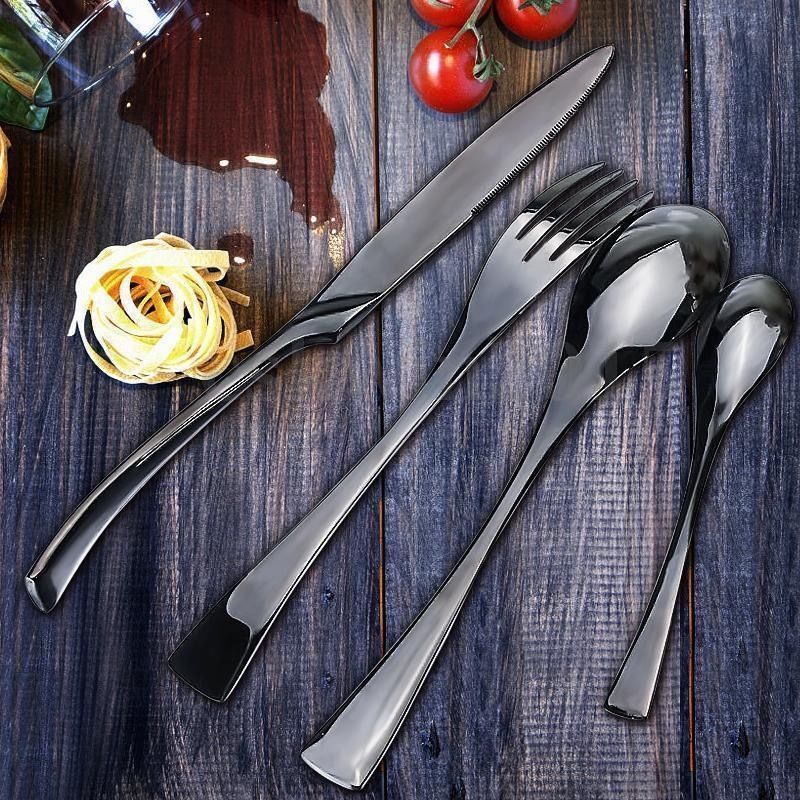 Ensemble de Couverts Modernes en Acier Inoxydable Noir 3
