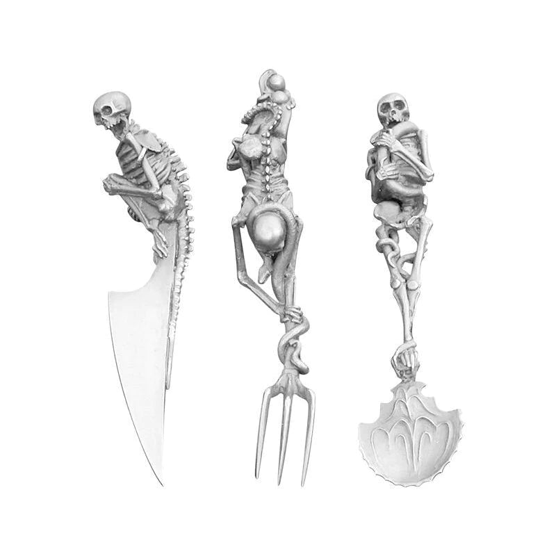 Ensemble de Couverts Squelettiques Halloween Unique 0