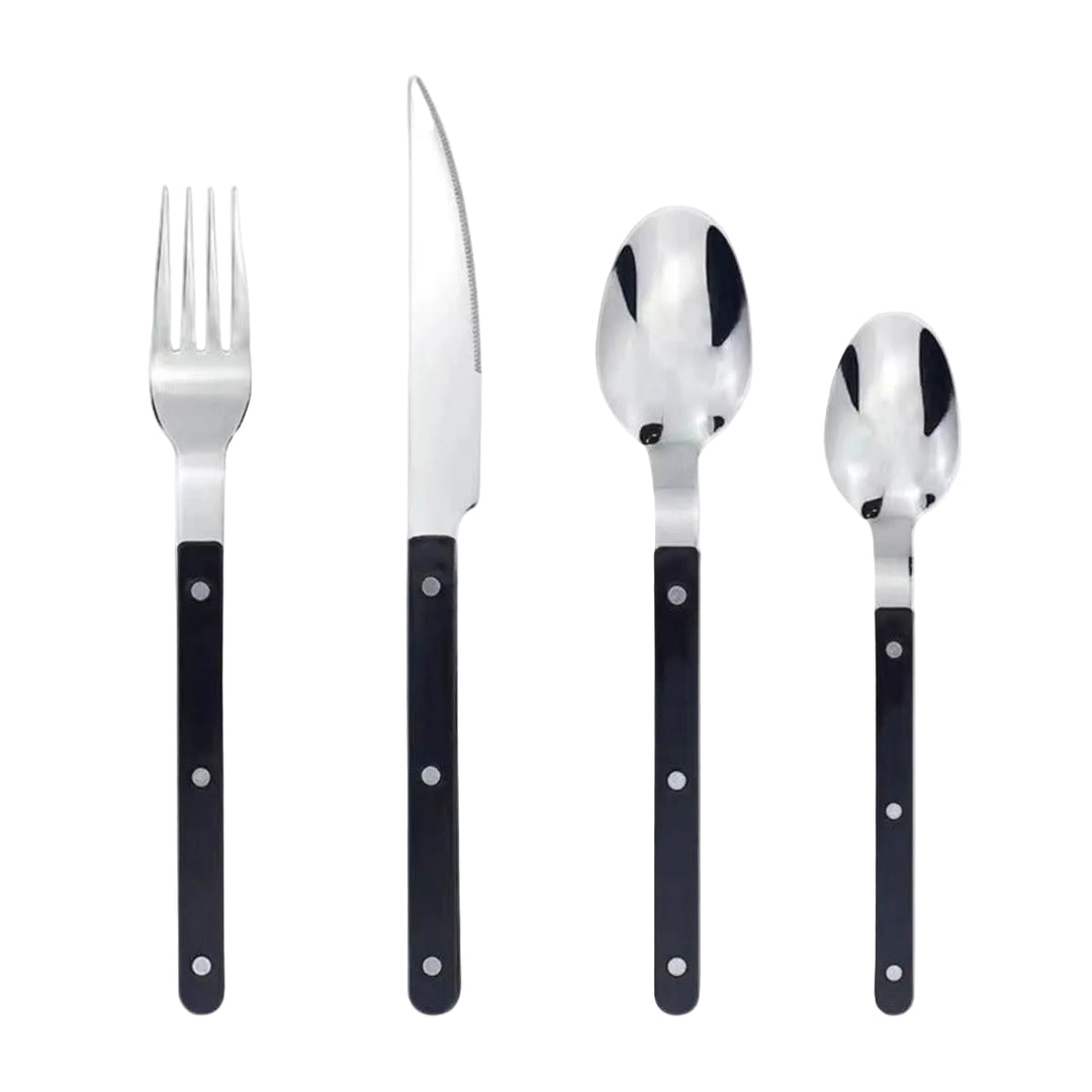 Ensemble de Couverts de Table 24 Pièces avec Couteaux de Table Élégants pour Repas Raffinés 0