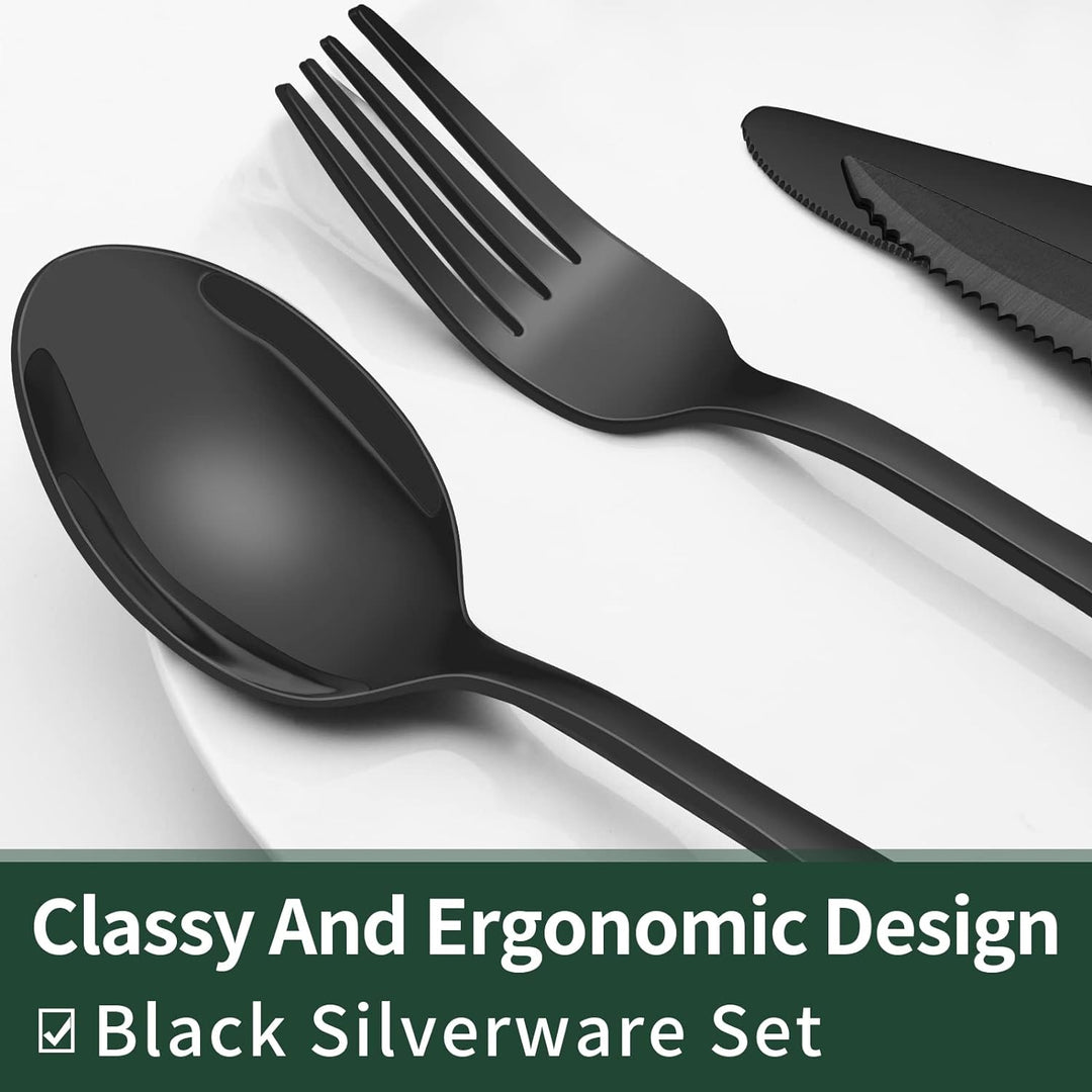 Ensemble de Couverts de Table Noir 24 Pièces Moderne pour Dîners et Réceptions 5