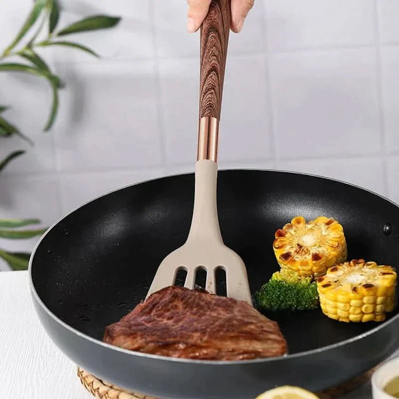 Ensemble de Cuisine 10 Pièces Ustensiles Pratiques avec Poignées en Bois 3