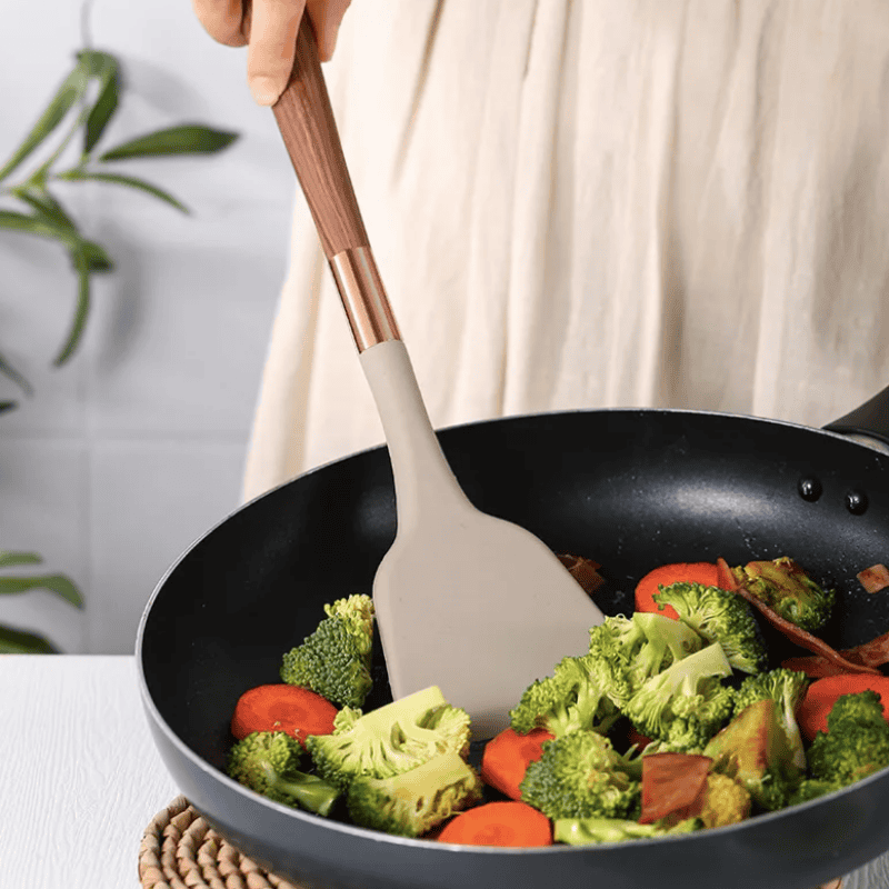 Ensemble de Cuisine 10 Pièces Ustensiles Pratiques avec Poignées en Bois 4