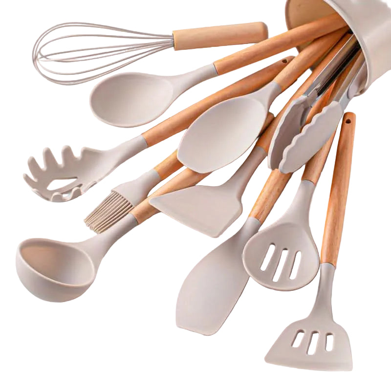 Ensemble de Cuisine 12 Pièces Ustensiles en Silicone Pratiques et Colorés 0