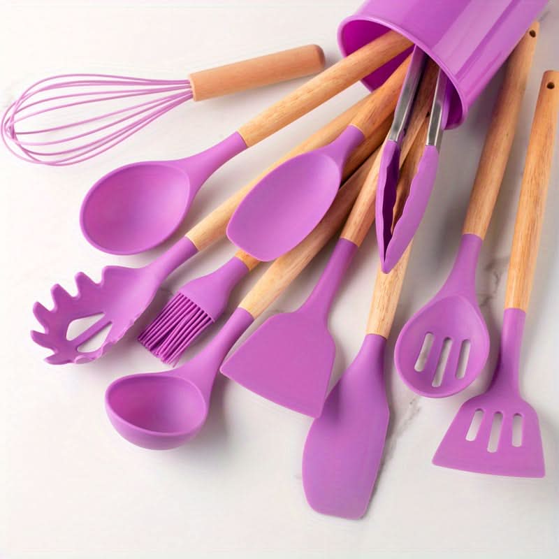 Ensemble de Cuisine 12 Pièces Ustensiles en Silicone Pratiques et Colorés 9