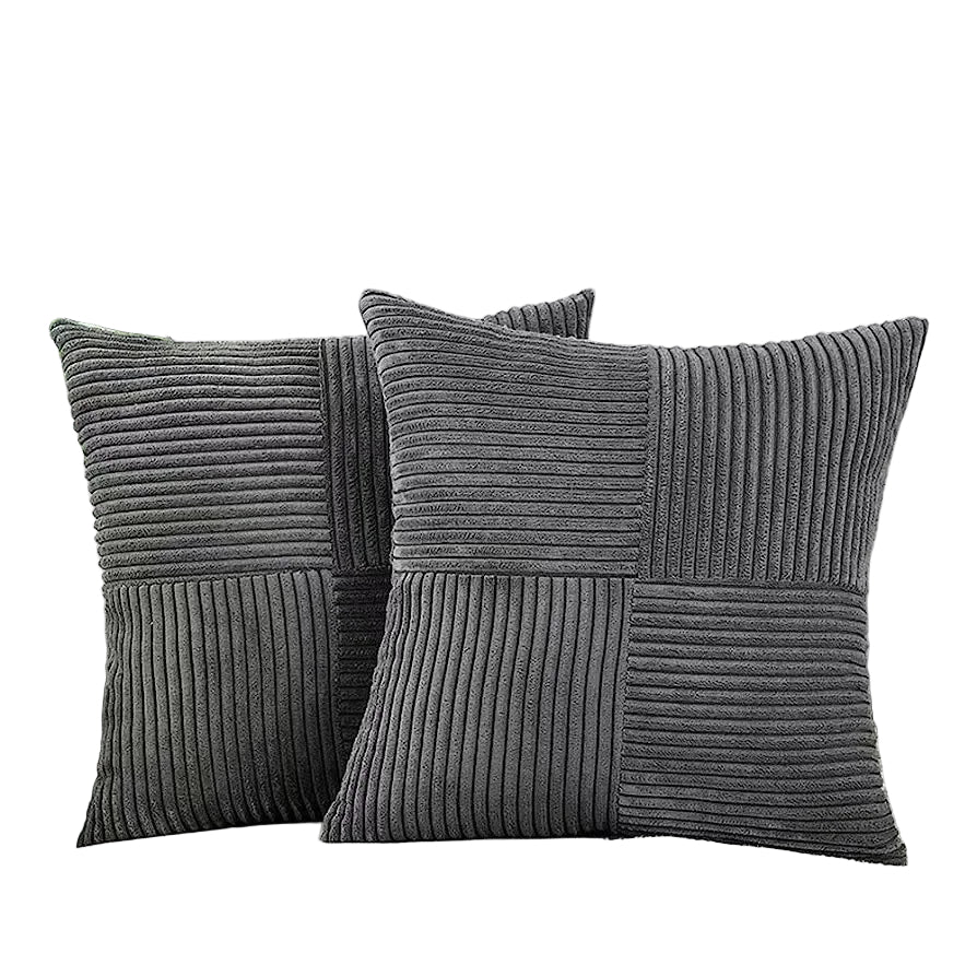 Ensemble de Housses de Coussin Côtelé Doux en Velours 45x45 cm 0